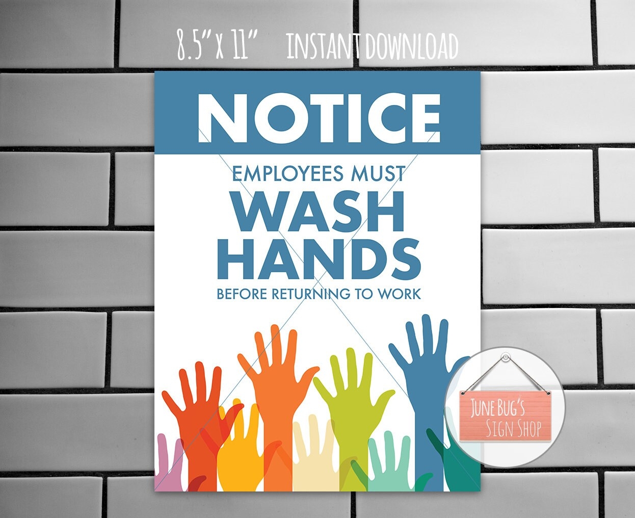 Wash Hands Sign PRINTABLE INSTANT DOWNLOAD Employees Must Wash Hands Before Returning To Work Etsy