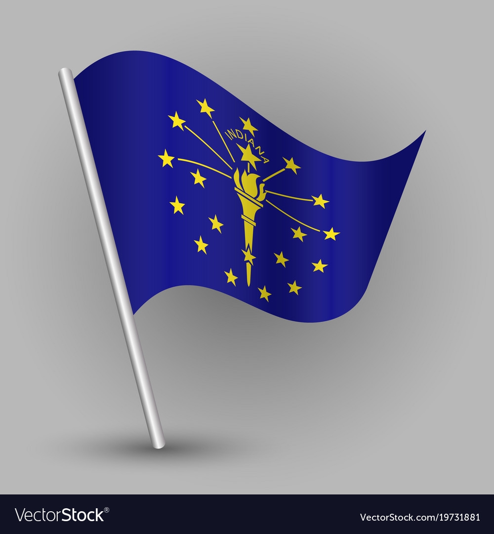 Waving Triangle American State Flag Indiana Vector Image