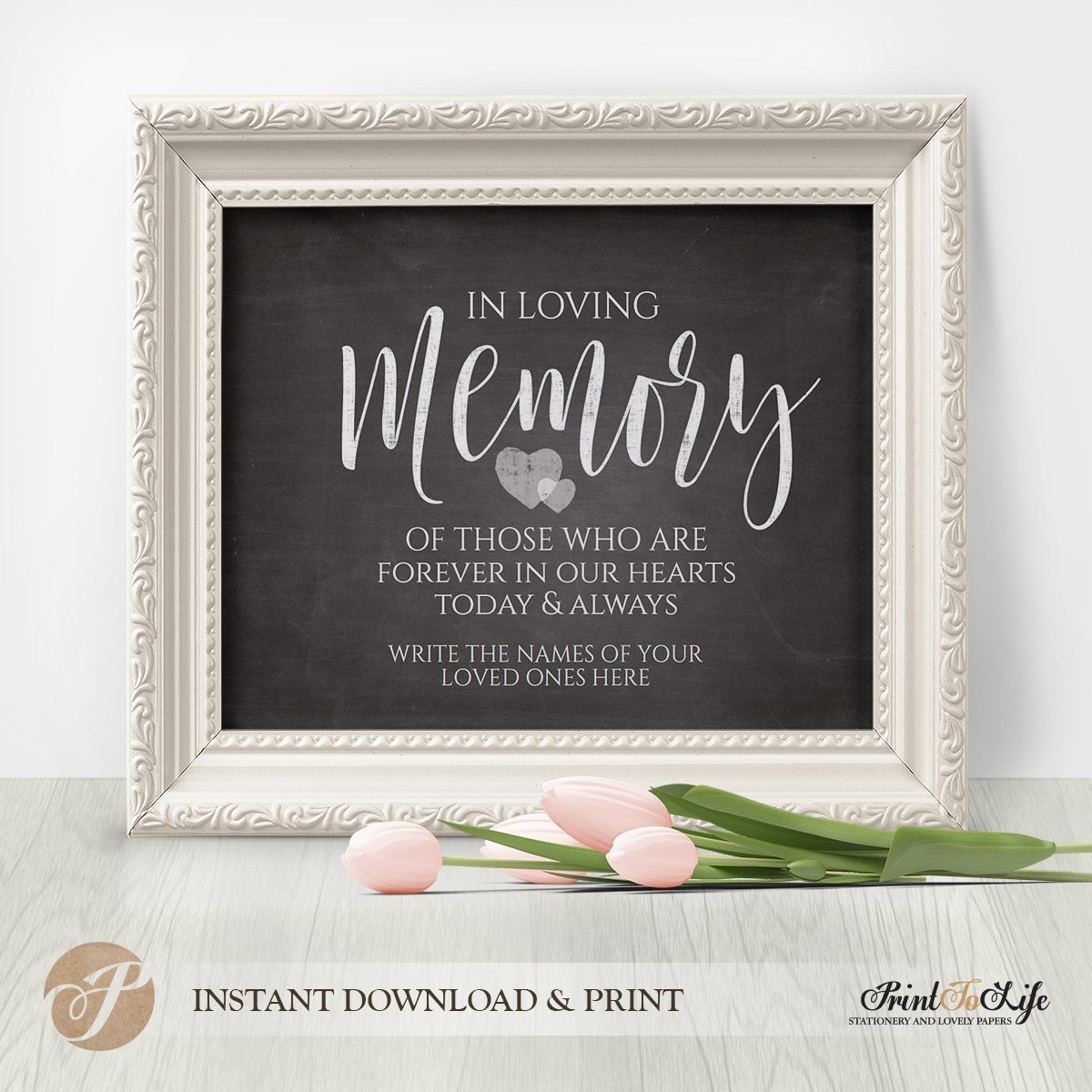 Wedding Memorial Sign In Loving Memory Sign Printable Chalkboard Template Printolife