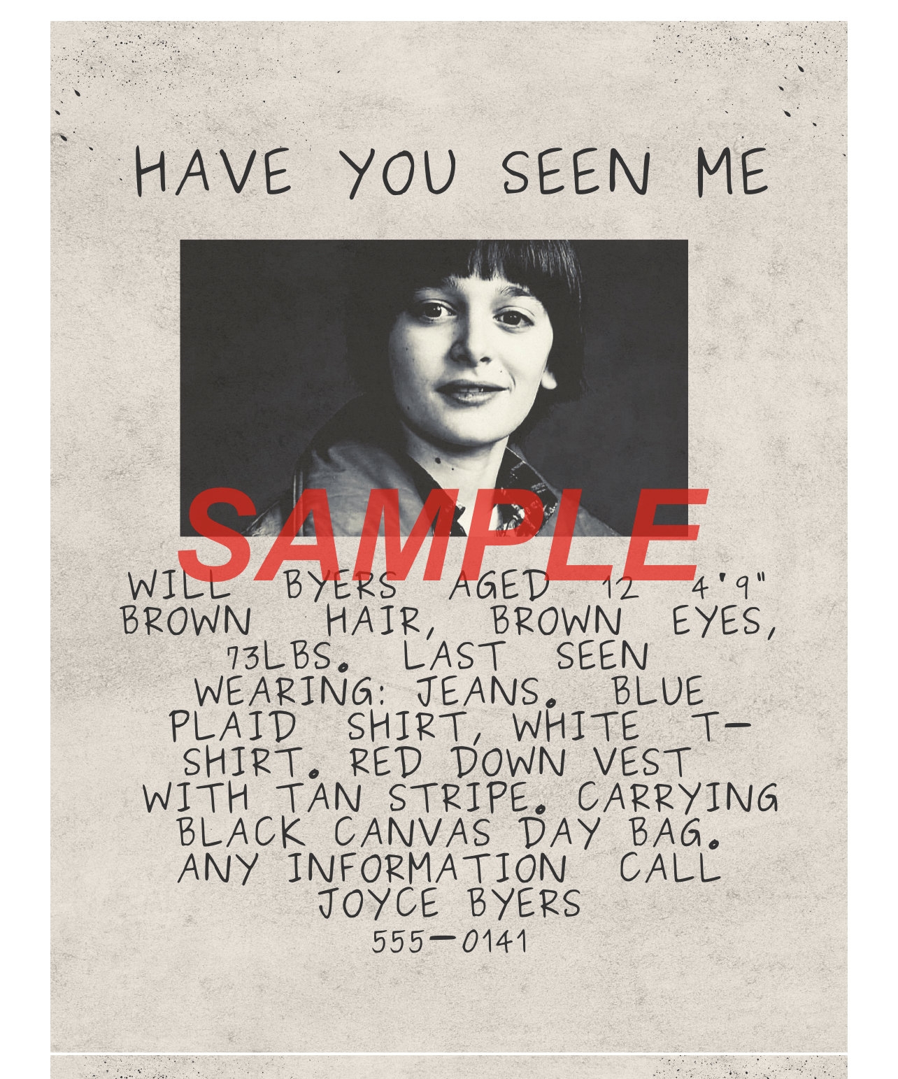 Will Byers Missing Poster Etsy