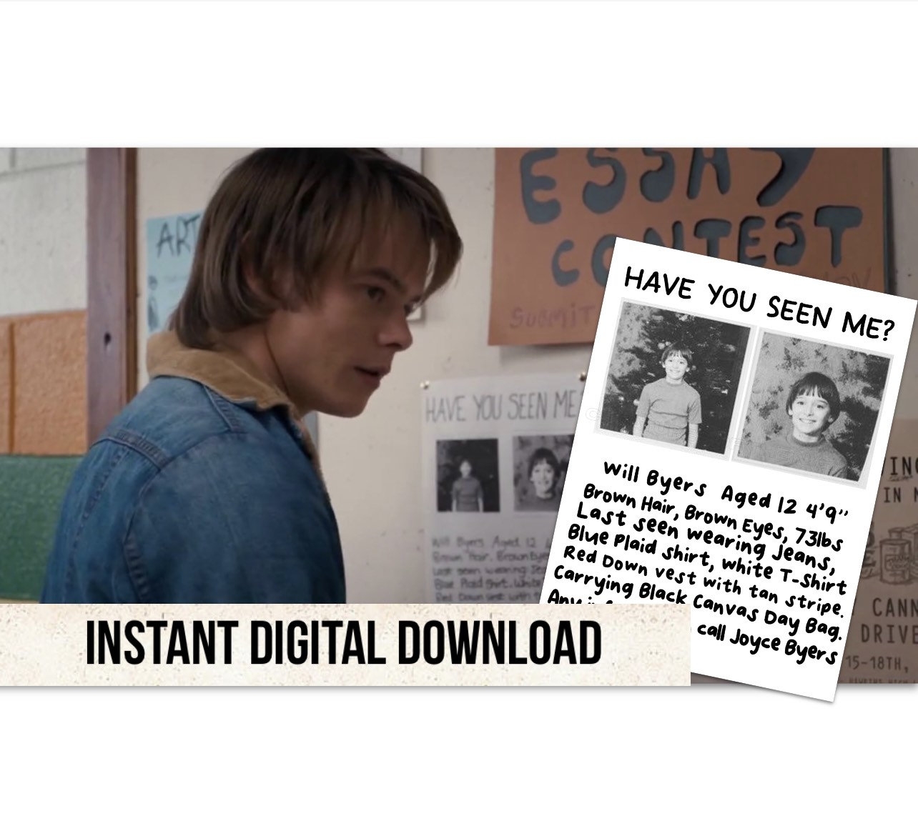Will Byers Missing Poster Stranger Things Instant Digital Download Etsy