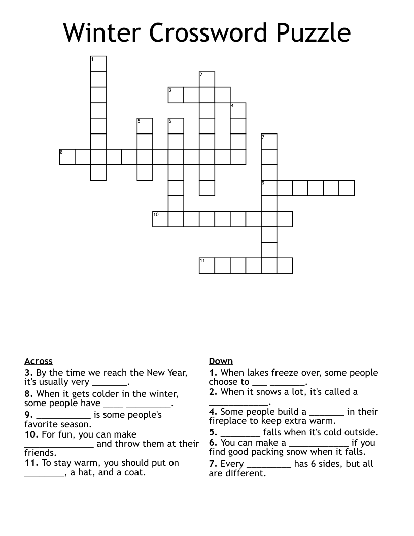Winter Crossword Puzzle WordMint