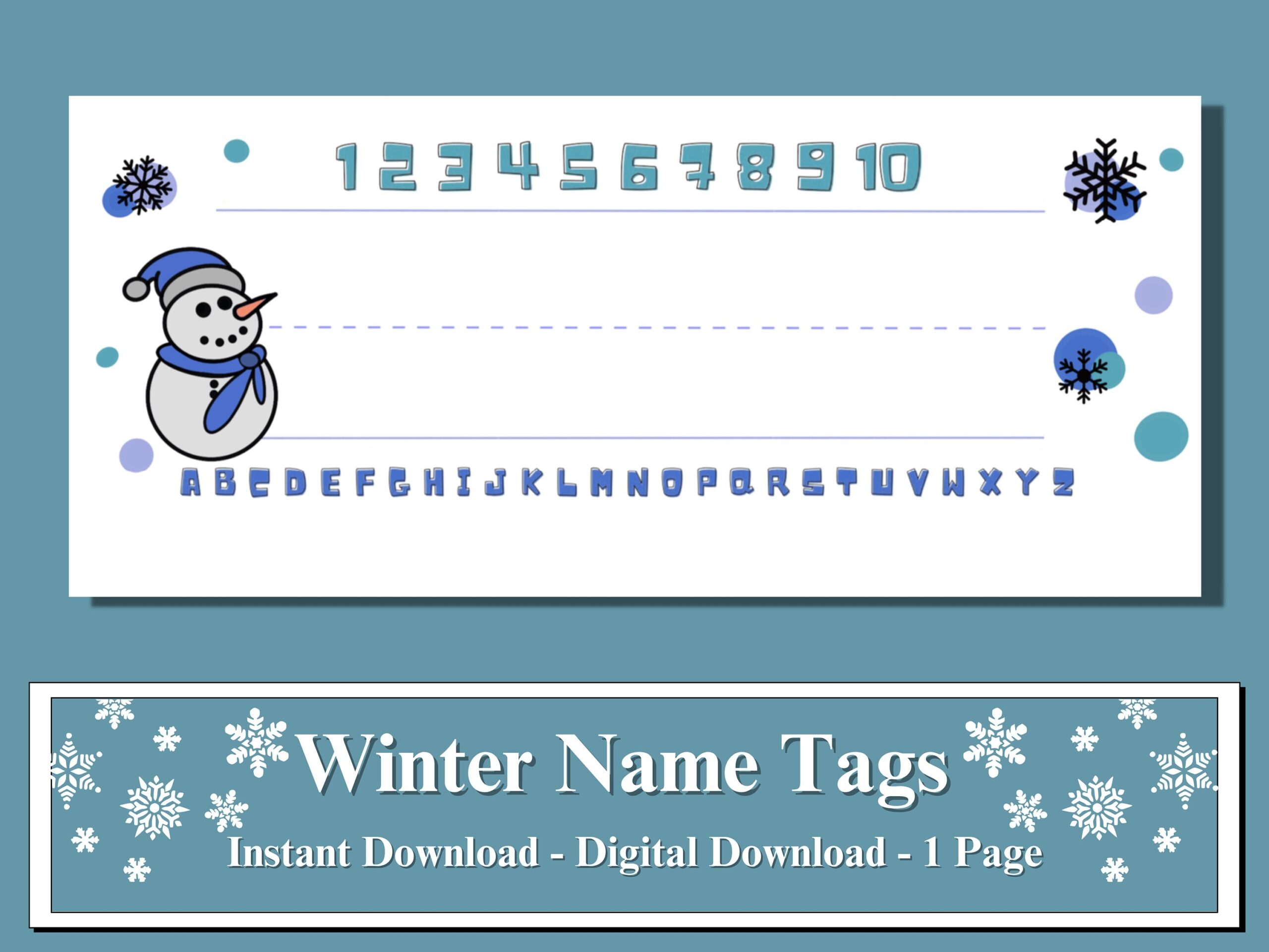 Winter Name Tags Instant Download Winter Printable Classroom Decor Classroom Decorations Etsy