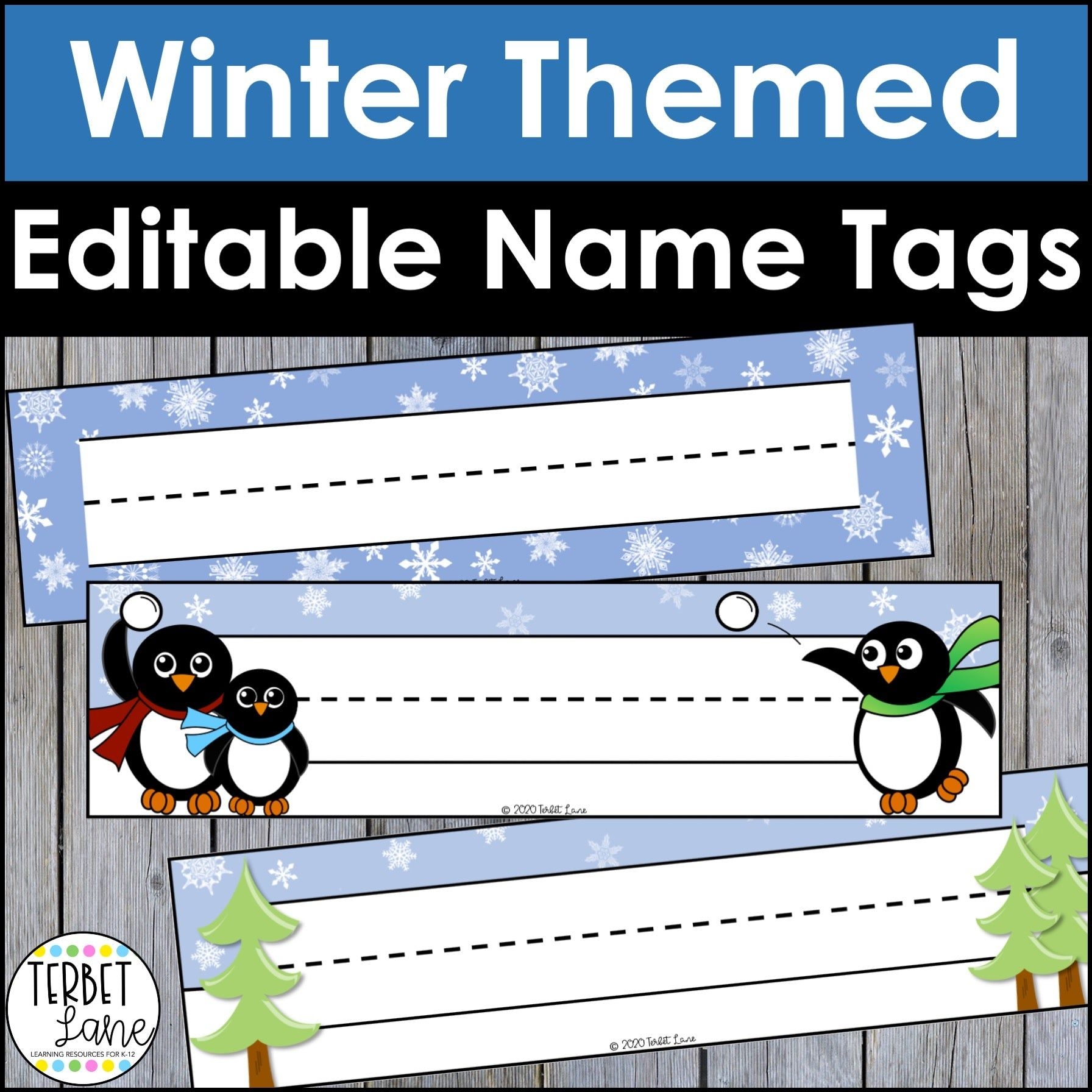 Winter Themed Editable Desk Name Tags Desk Name Tags Winter Theme Daycare Activities