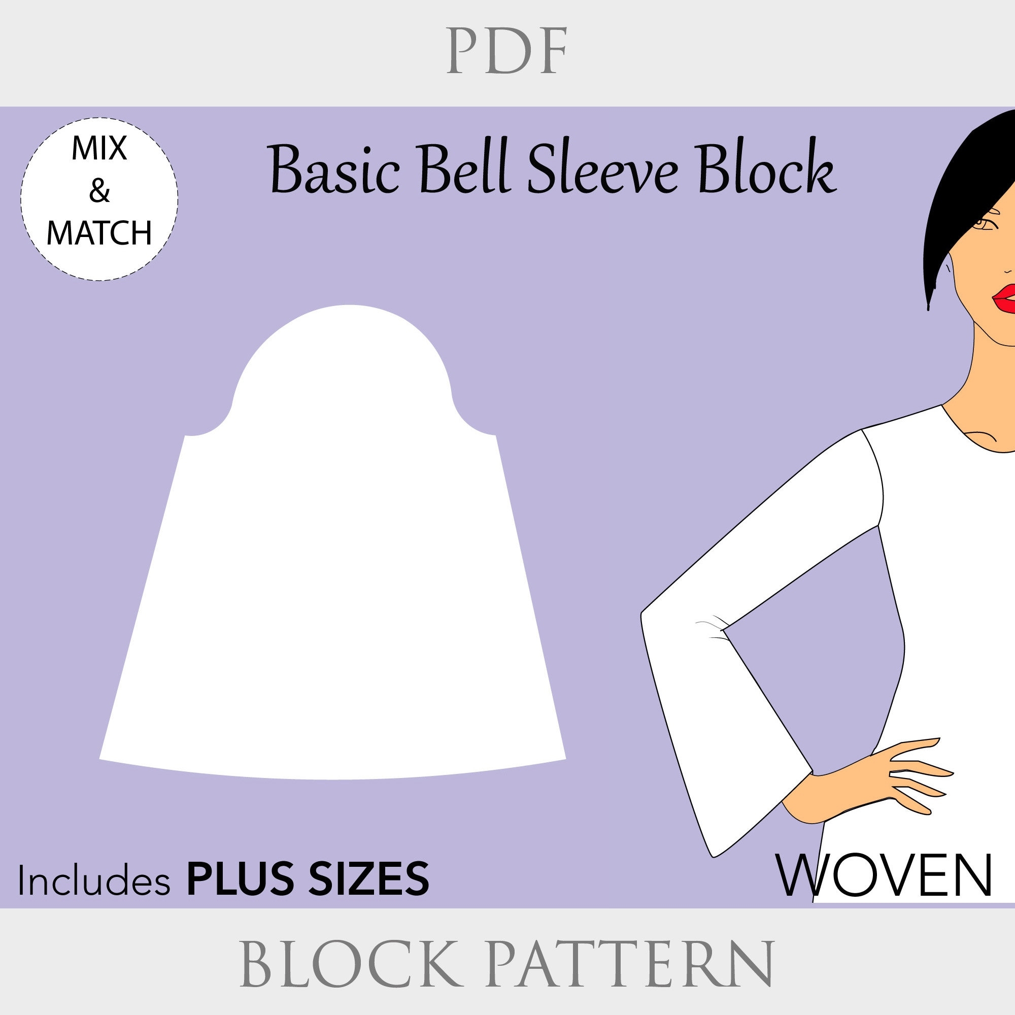 Womens Bell Sleeve Pattern Size XS 6X Long Sleeve Pattern Basic Sleeve Pdf Sleeve Pattern Pdf Women Sleeve Pattern Bell Sleeve Pdf Etsy Sweden