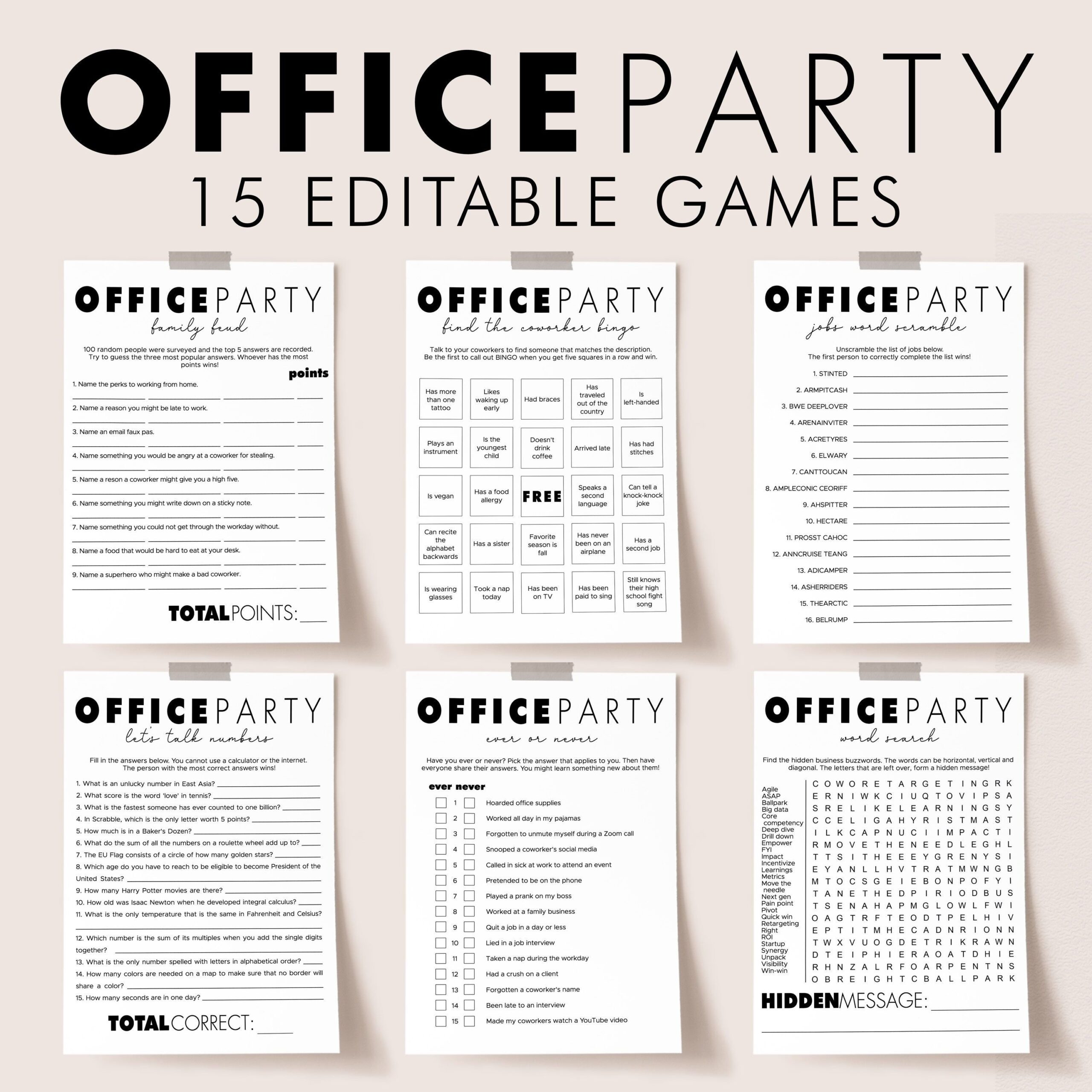 Printable Office Party Games