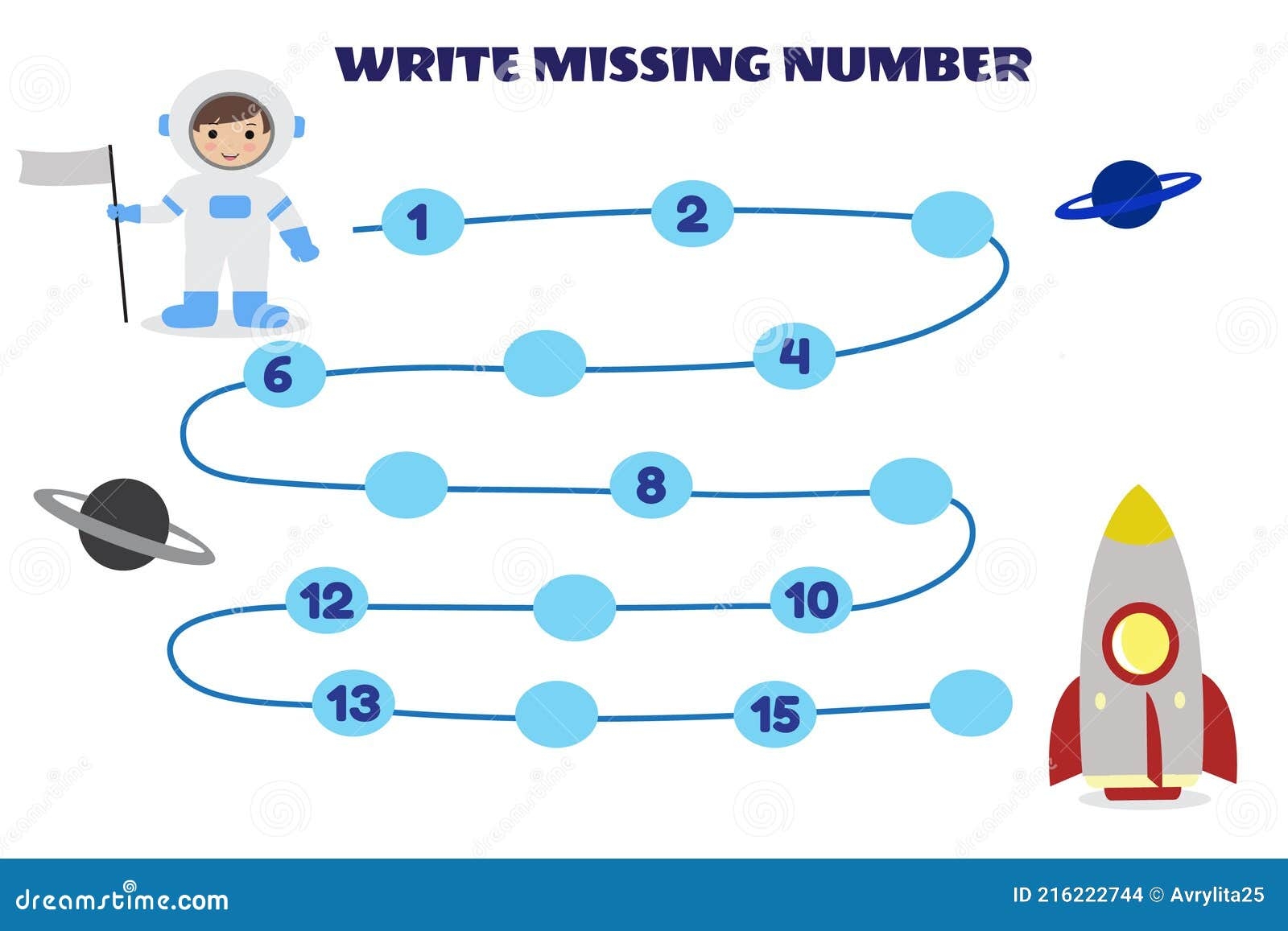 Write Missing Number Math Game For Kid Help The Astronaut Find Road To Spaceship Stock Vector Illustration Of Number Preschool 216222744