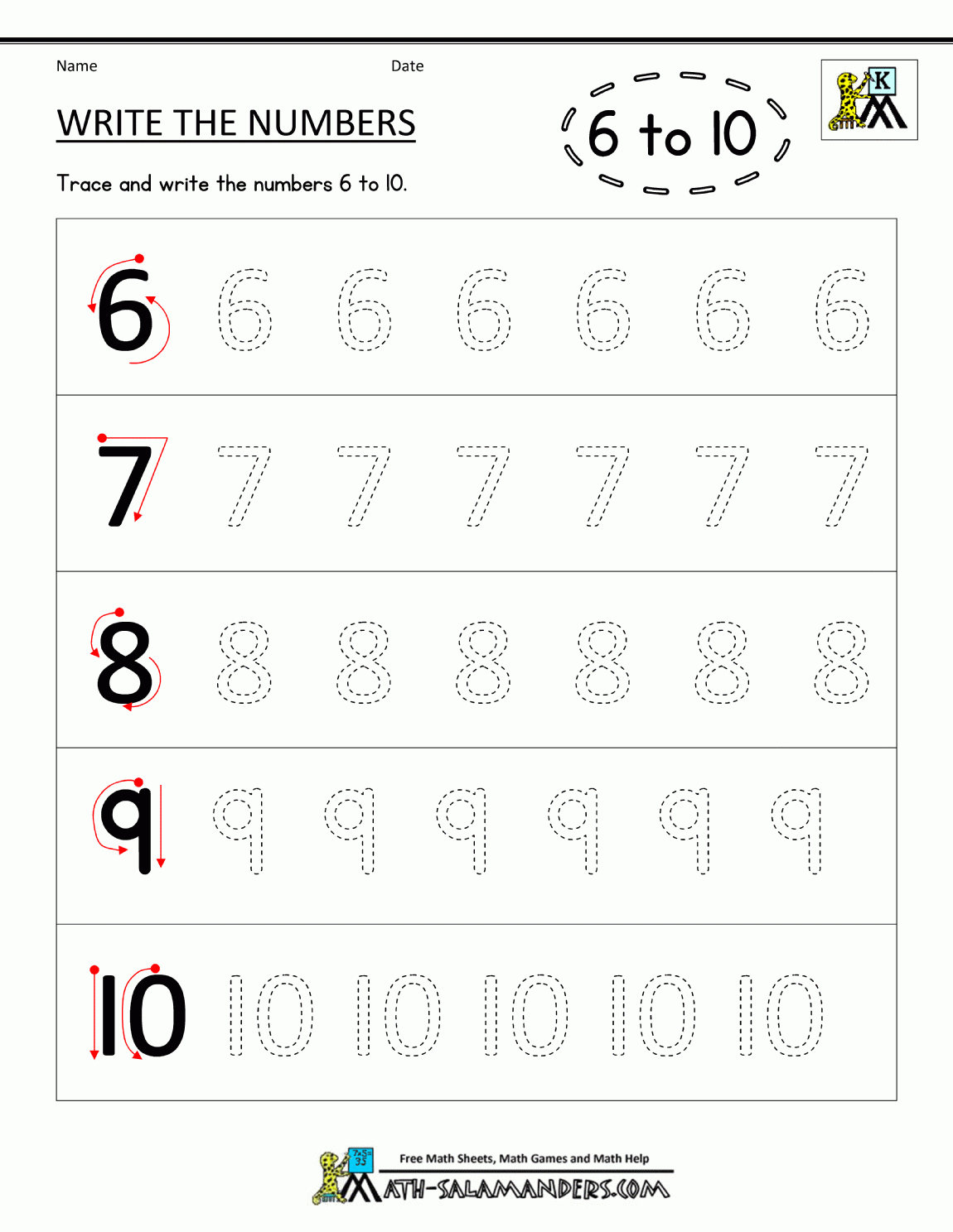 Writing number worksheets write the numbers 6 to 10 gif 1 150 1 488 Pixel Writing Numbers Number Writing Practice Kindergarten Writing Practice Kindergarten