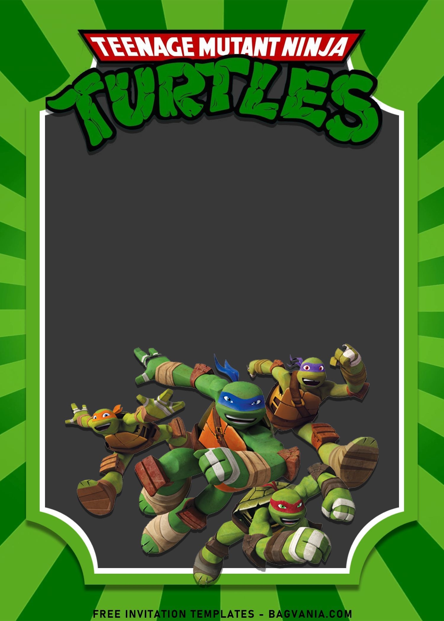 Free Printable Teenage Mutant Ninja Turtles Birthday Invitations