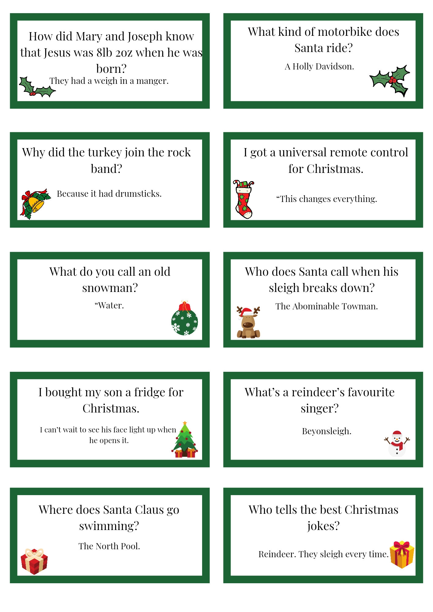 10 Christmas Cracker Jokes And Bucket List Digital Download Set 2 Etsy