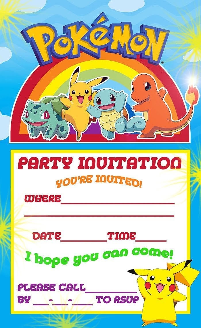 10 Pokemon Birthday Party Invitations You ll Love Slowpoke Tail