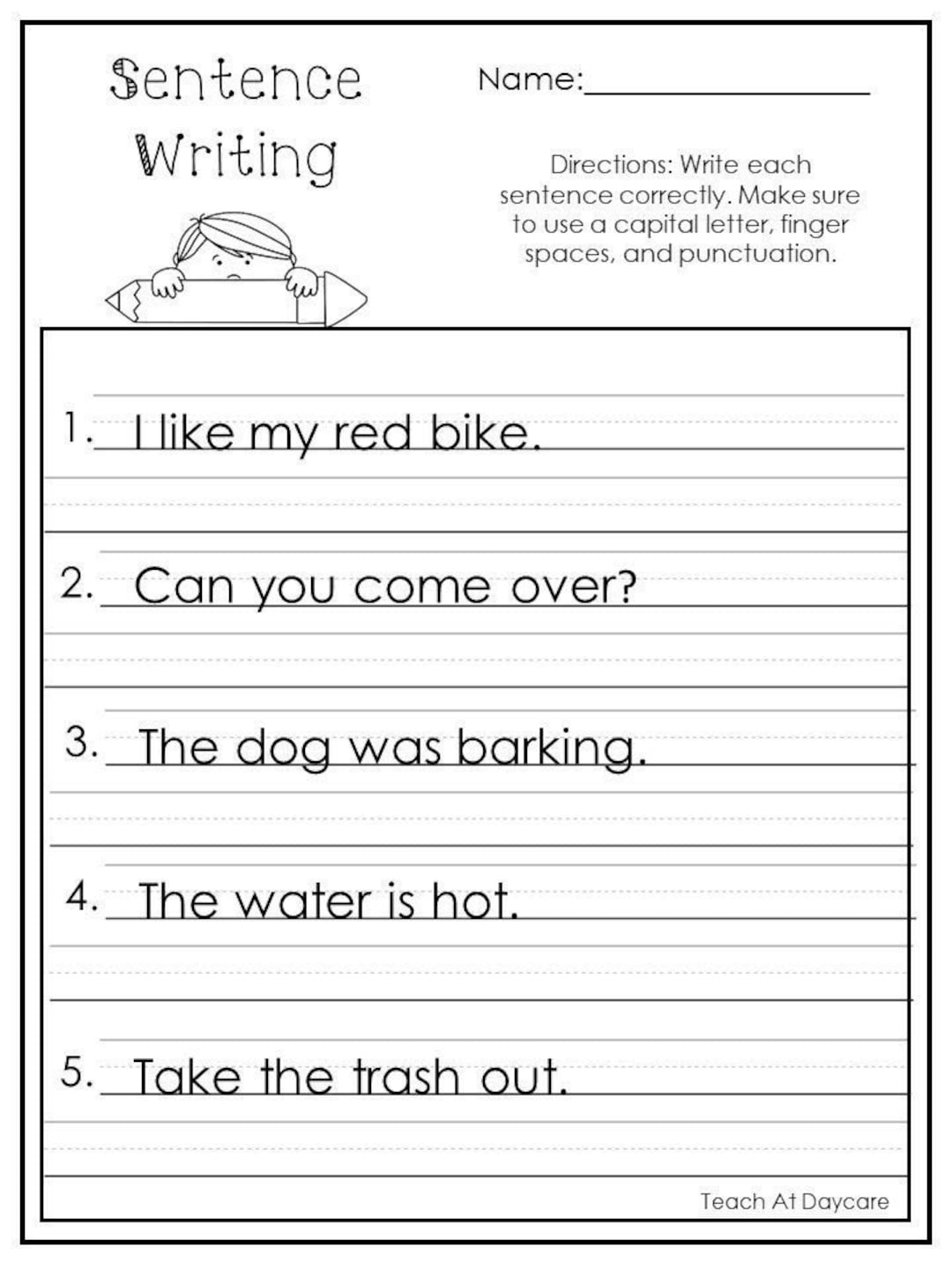 10 Printable Write The Sentence Worksheets 1st 3rd Grade ELA Worksheets Etsy