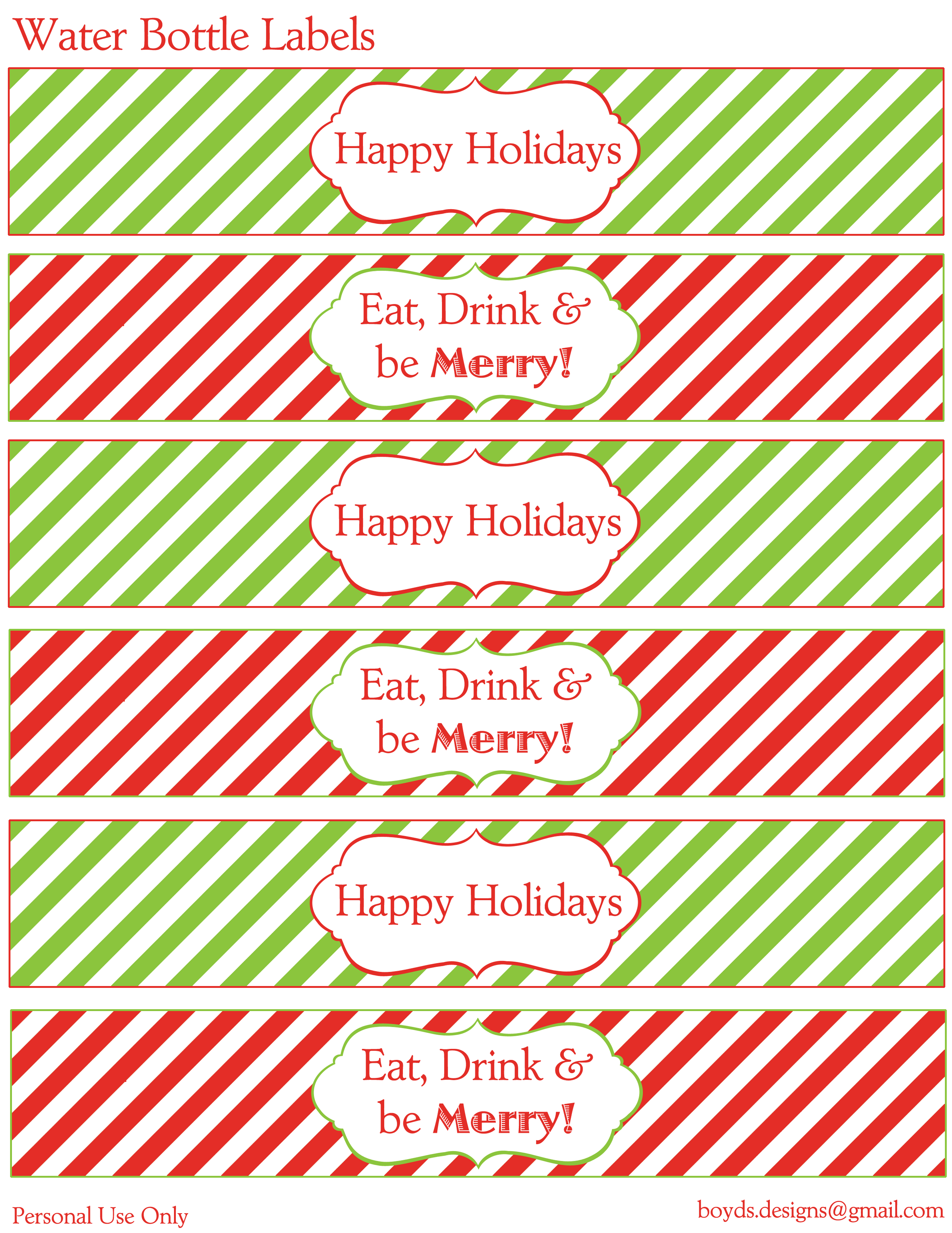 12 Days Of Christmas DIY Printable FREEBIES Day 3 Water Bottle Labels Carla Baxter Hunter