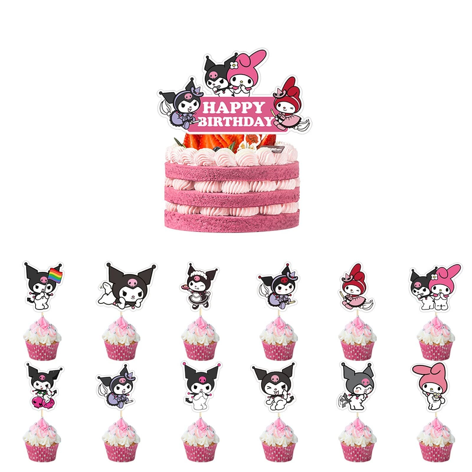 13 Pack Kuromi Decoration Birthday Cake Topper Set Kuromi Party Happy Birthday Cupcake Toppers Birthday Decorations For Children Or Adults Hello Kitty Birthday Party Hello Kitty Party Cat Birthday Party