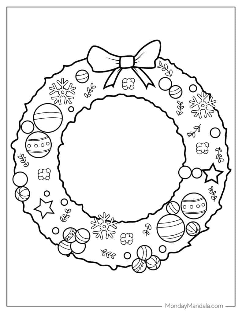 16 Christmas Wreath Coloring Pages Free PDF Printables 