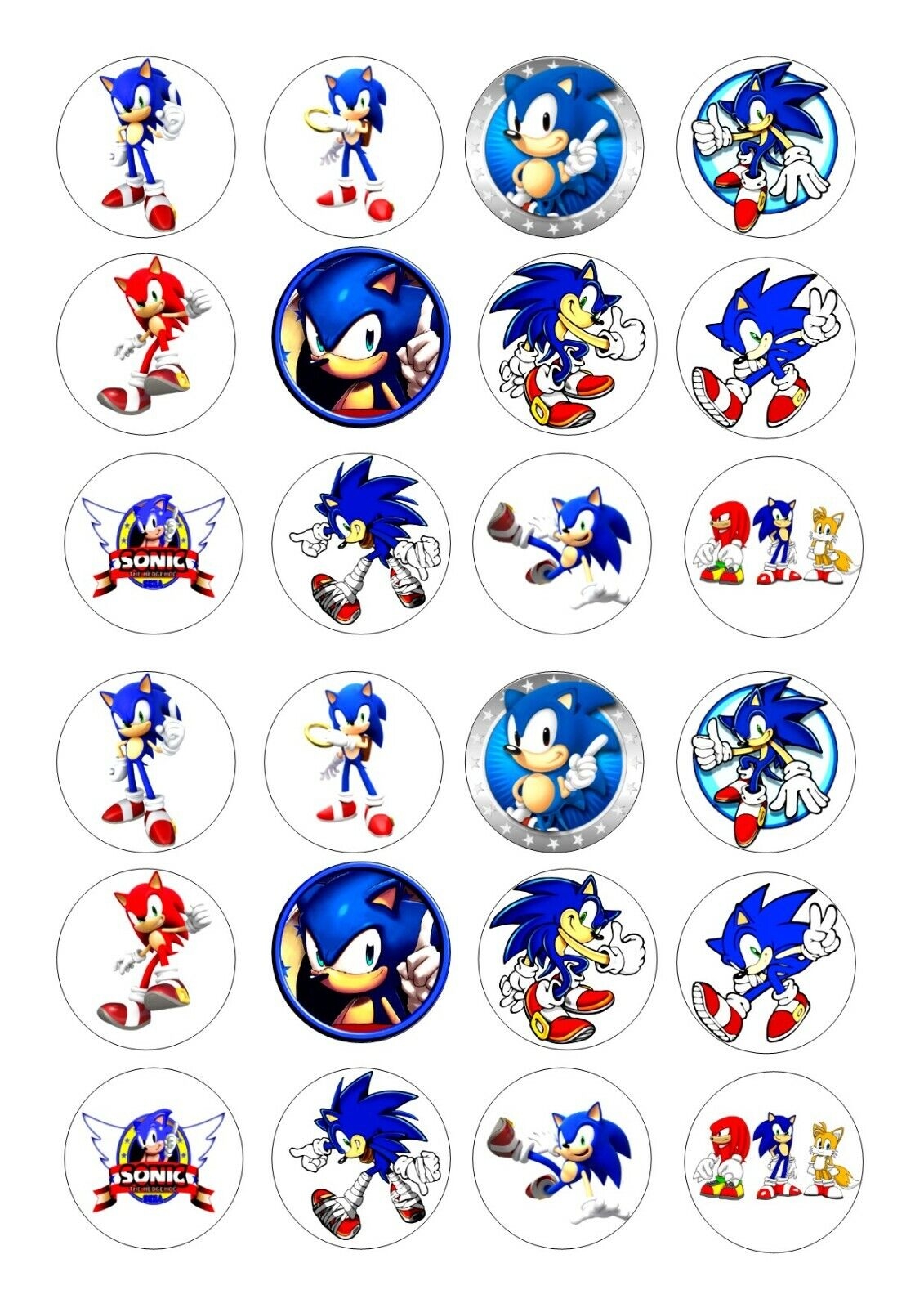 24 SONIC THE HEDGEHOG BIRTHDAY CUPCAKE WAFER RICE EDIBLE TOPPERS EBay