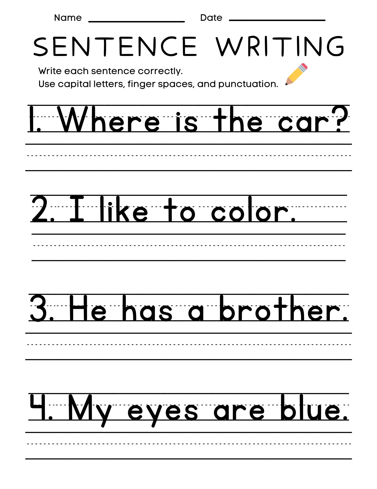 Writing Worksheets Printable For 4Th Grade