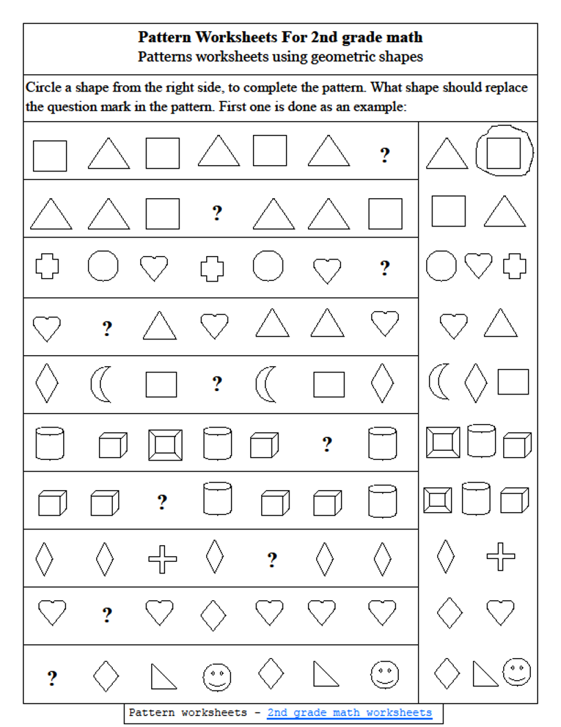 2nd Grade Math Pattern Worksheets Using Geometric Shapes Steemit