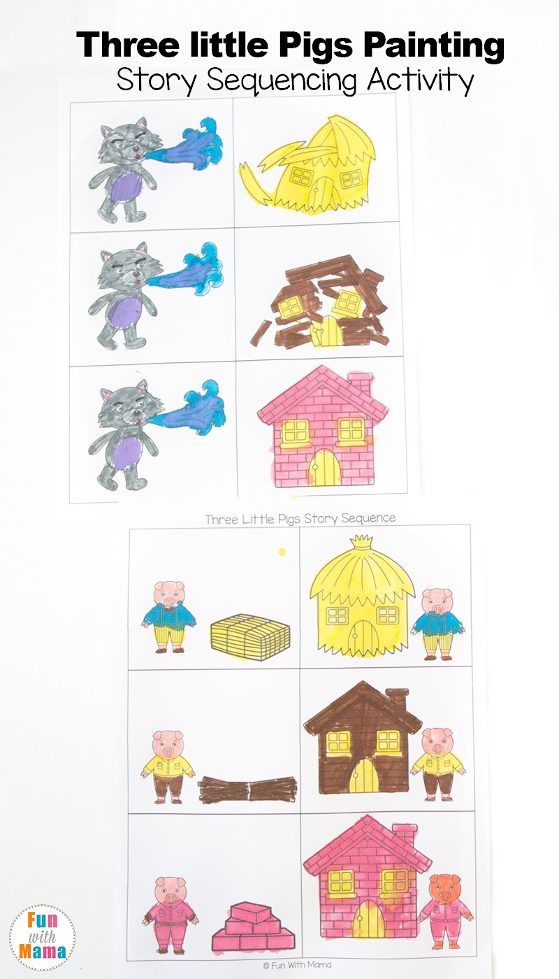 3 Little Pigs Craft Sequencing Coloring Pages Fun With Mama