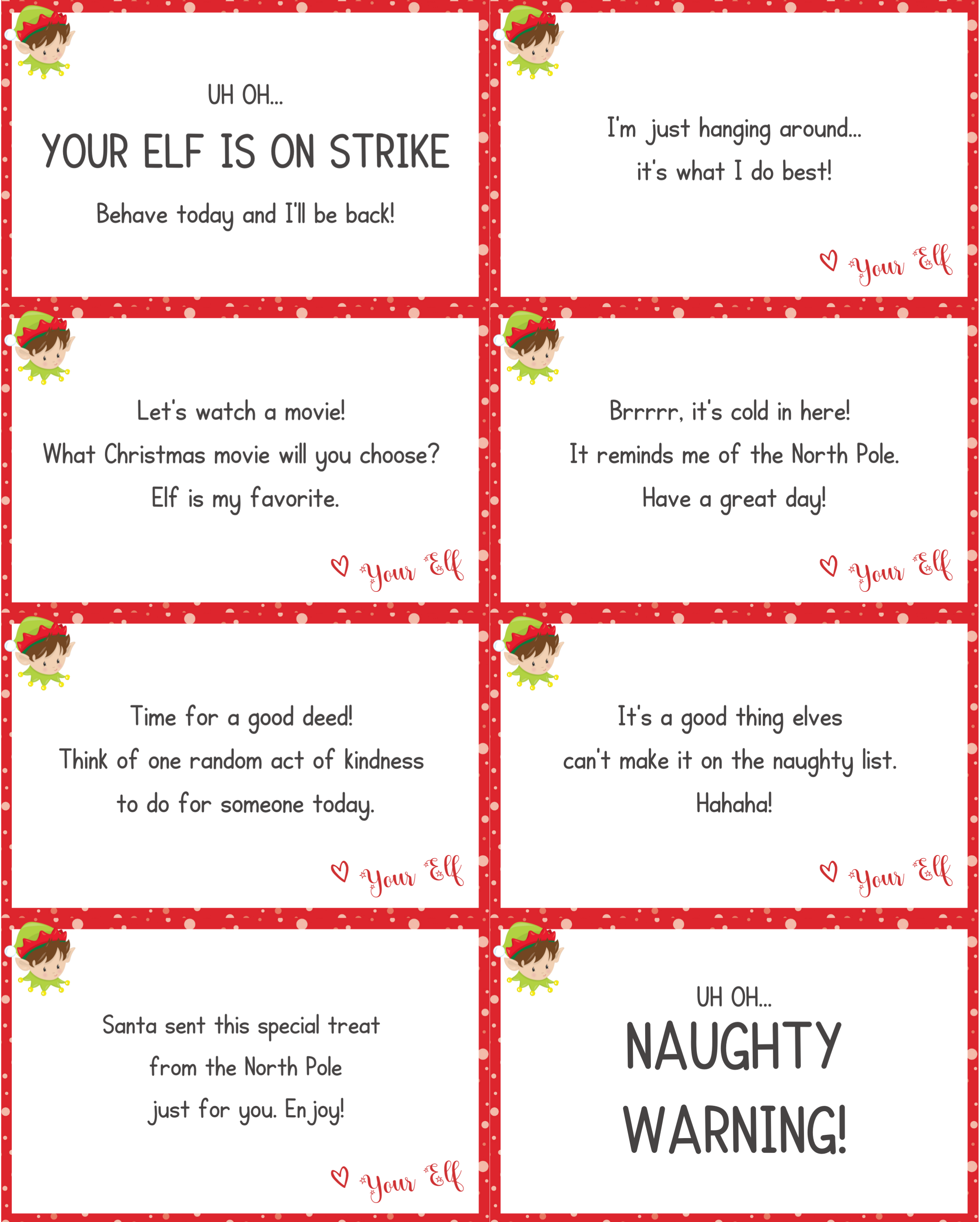 Elf On Strike Printable Free