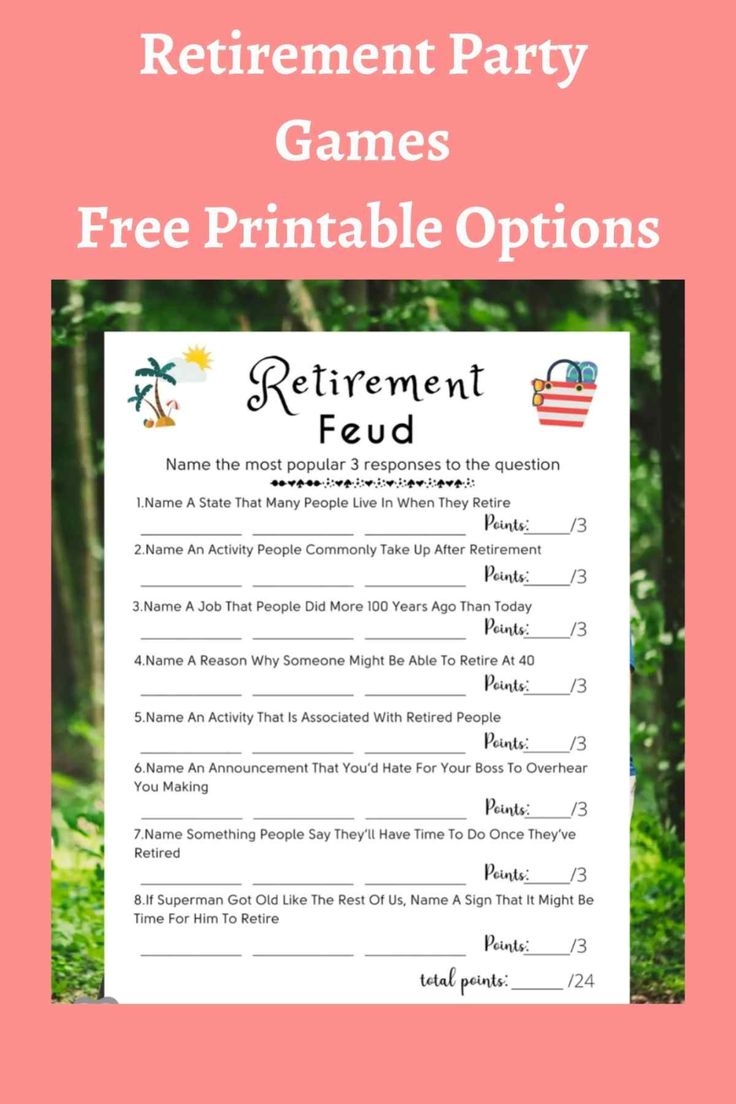37 Retirement Party Games Free Printable Options Fun Party Pop Retirement Parties Retirement Party Themes Party Games
