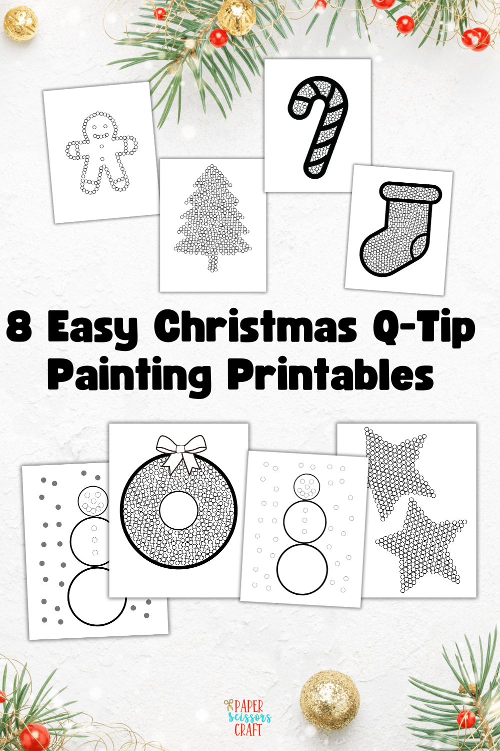 8 Easy Christmas Q Tip Painting Printables Includes Free PDF 