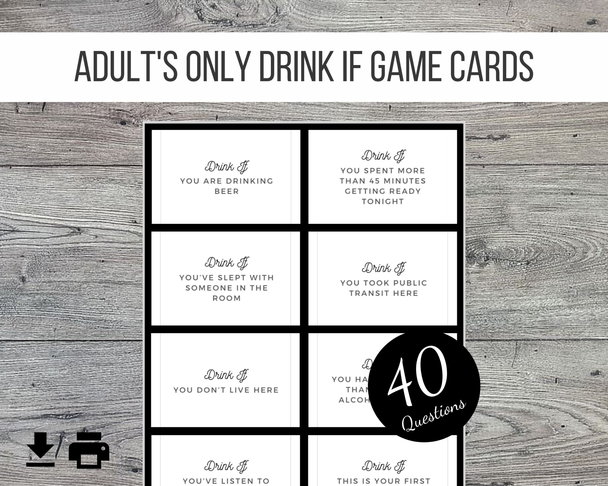 Adults Only Drink If Printable Party Game 40 Cards Etsy Sweden