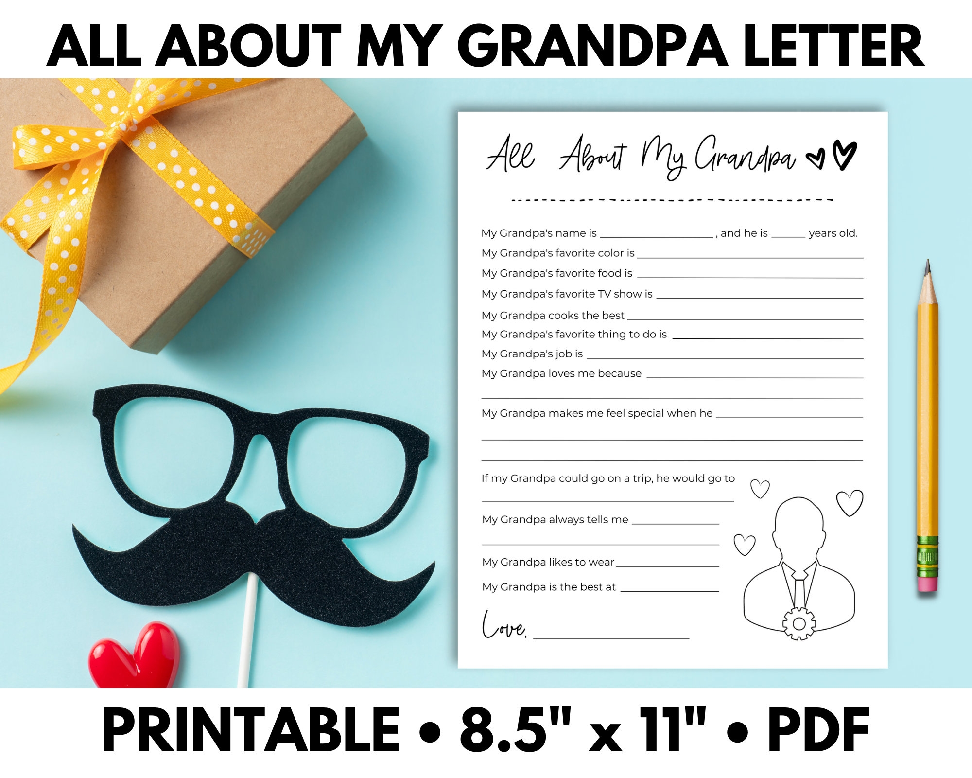 All About My Grandpa Printable Keepsake All About Grandpa Father s Day Card Gift From Grandkids Printable PDF Etsy