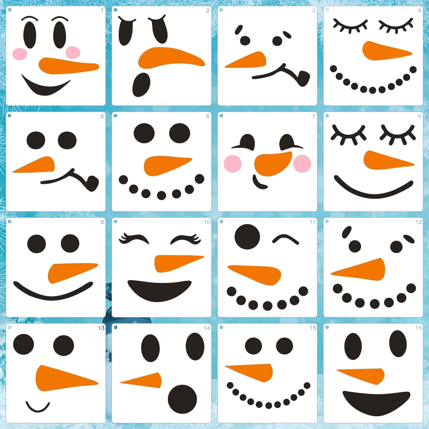 Amazon 16 Pieces Snowman Face Stencils Templates Reusable Kids Stencils For DIY Painting Drawing Crafts Home Decor 5 9 Inches Arts Crafts Sewing