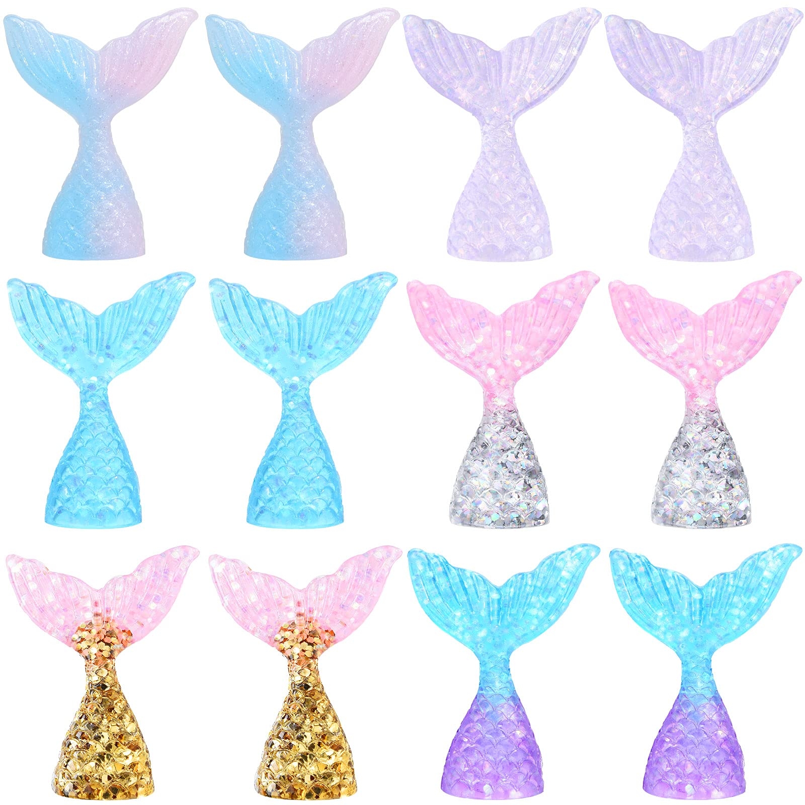 Amazon 36 Pieces Acrylic Mermaid Tails Cupcake Toppers Mini Wrappers Mermaid Tail Figurines Cake Decorations For Mermaid Party Birthday Party Baby Shower Party Supplies Favors Toys Games