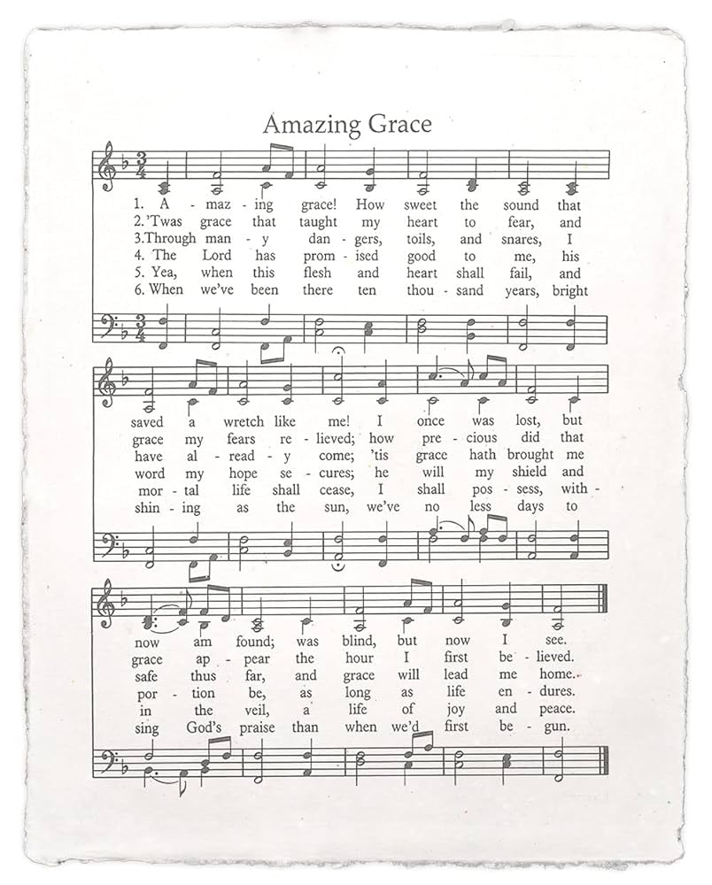 Amazon Amazing Grace Music And Lyrics Sheet On Handmade Paper Great For Home And Music Room Decor Music Sheet Classic Poster Inspirational Christian Hymn Gift 12 5x15 Unframed Art Print Poster 