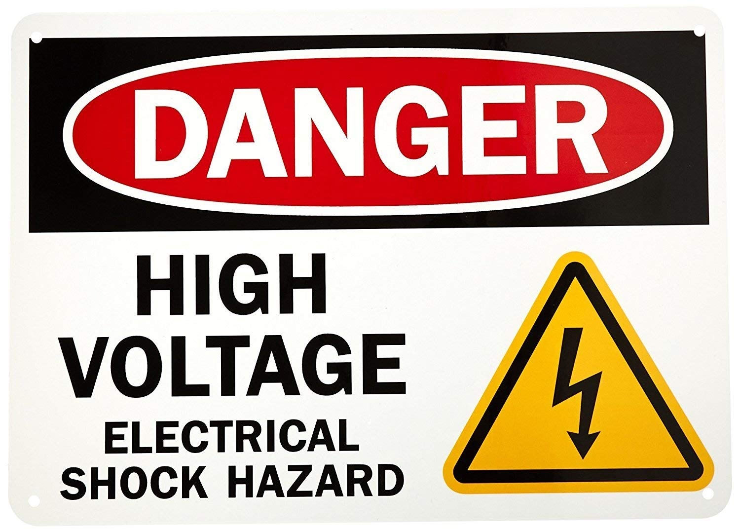 Amazon Danger High Voltage Electrical Shock Hazard 10 High X 14 Wide Black Red On White Self Adhesive Vinyl Sticker Indoor And Outdoor Use Rust Free UV Protected Waterproof Industrial Scientific