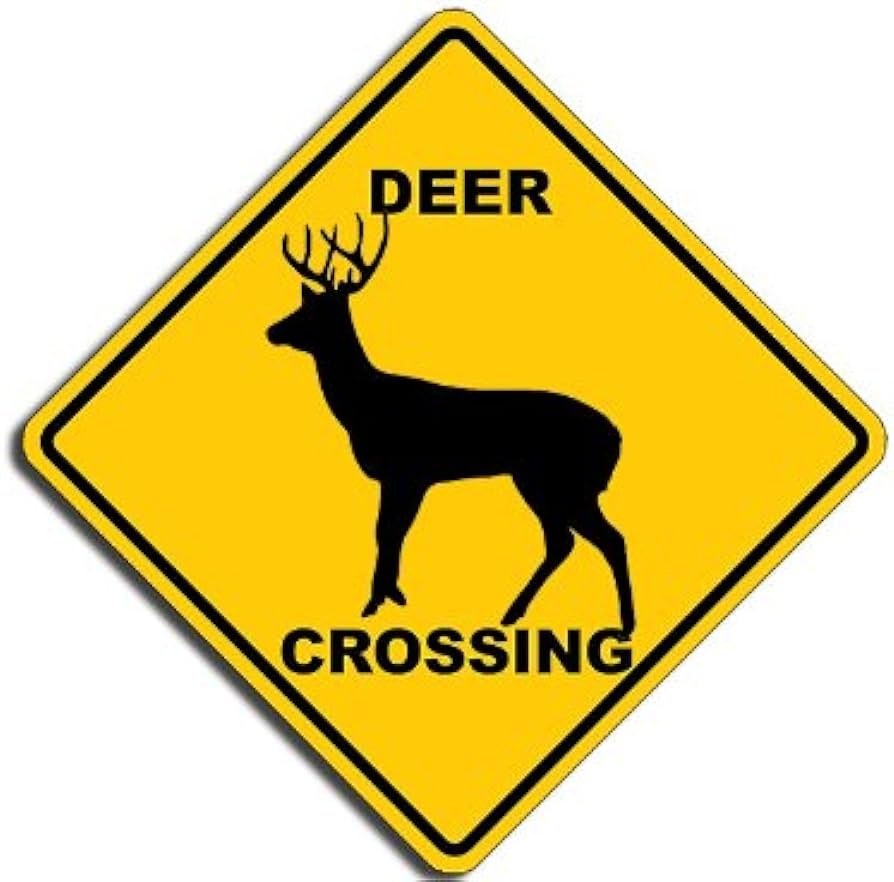Amazon Deer Crossing Sign Shaped Sticker Hunt Fun Decal Road Hunter Vinyl 5 X 5 Inch Automotive