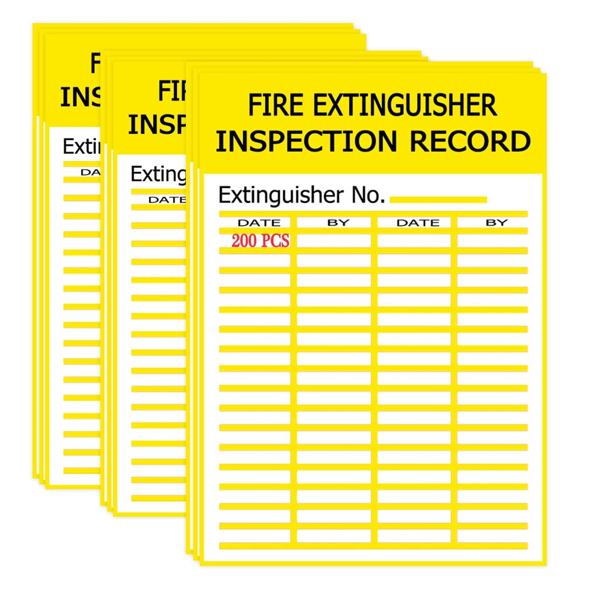 Amazon FIRE Extinguisher Inspection Record Signs Labels Safety Stickers 3 5X 5 Inch Adhesive Yellow General Monthly Inspection Tags Stickers For Indoor And Outdoor 200 Pcs Office Products