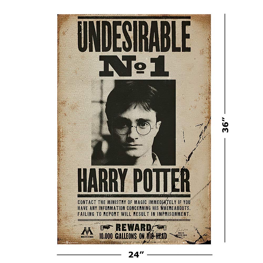 Amazon Harry Potter Movie Poster Print Undesirable No 1 Harry Potter Wanted Mugshot Size 24 Inches X 36 Inches Black Poster Hanger Posters Prints