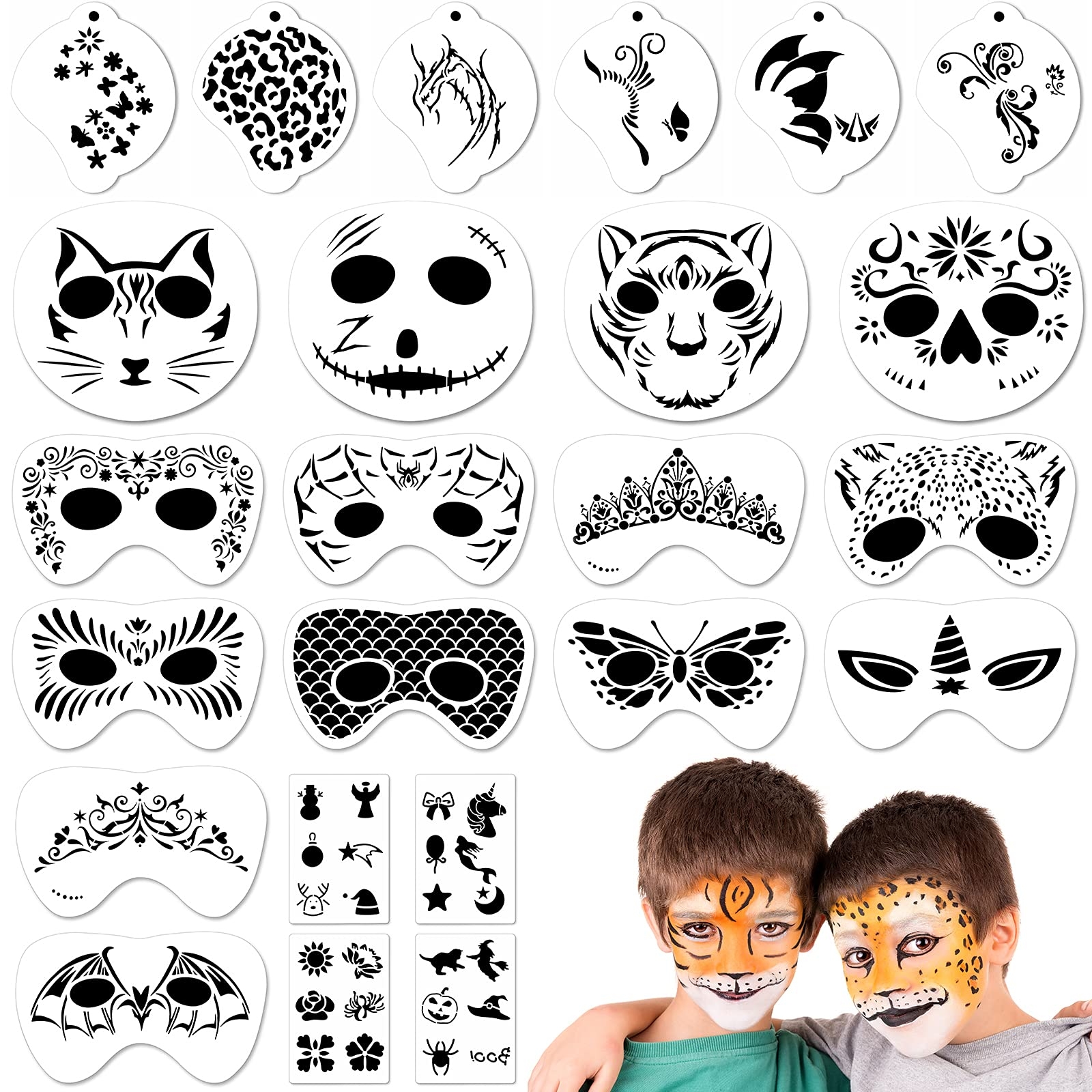 Amazon Marspark 24 Pcs Halloween Face Paint Stencils Set Reusable Face Painting Makeup Stencils Face DIY Art Template For Halloween Cosplay Animal Style Everything Else