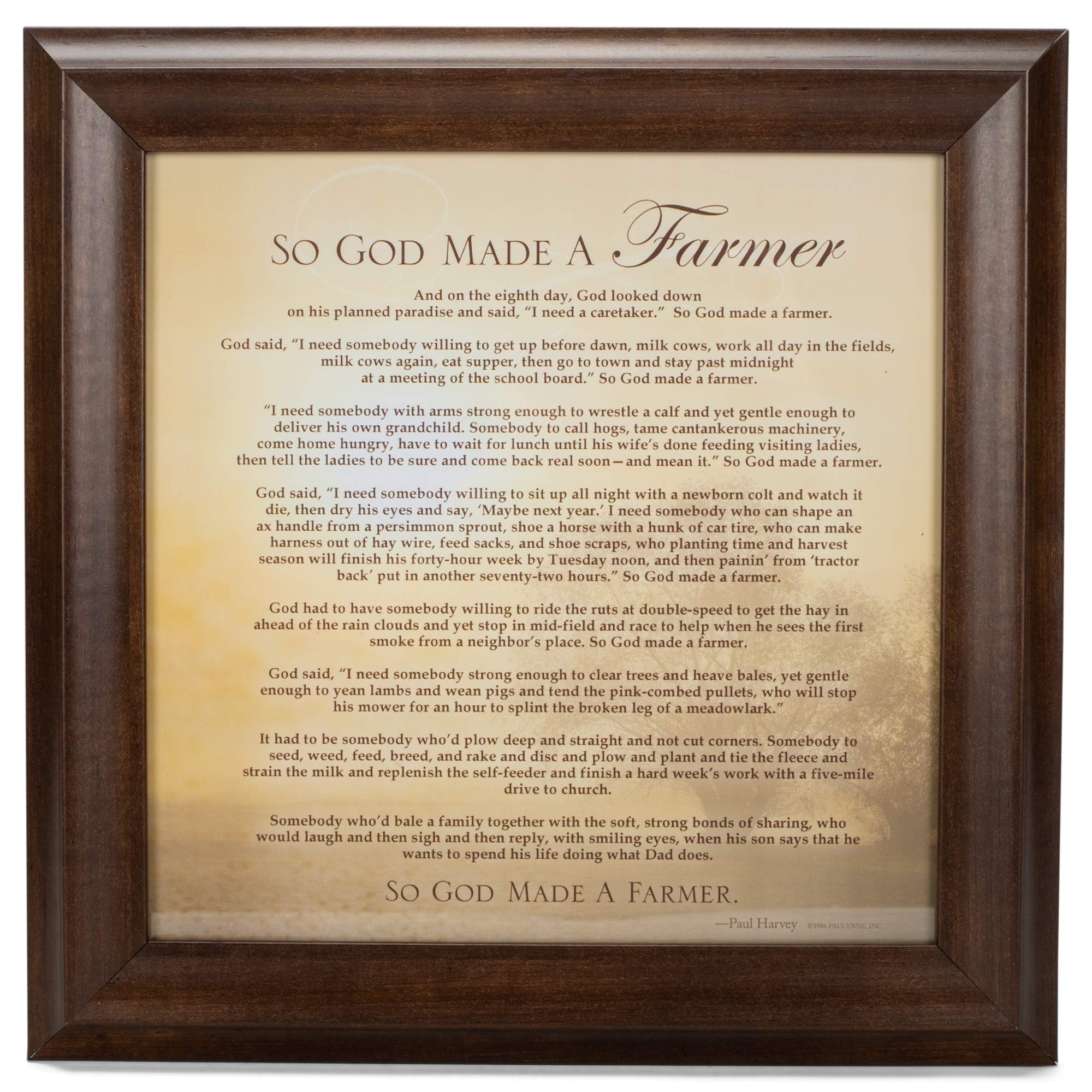 Amazon So God Made A Farmer Full Poem Version 12 X 12 Framed Art Wall Plaque With Wood Finish Home Kitchen