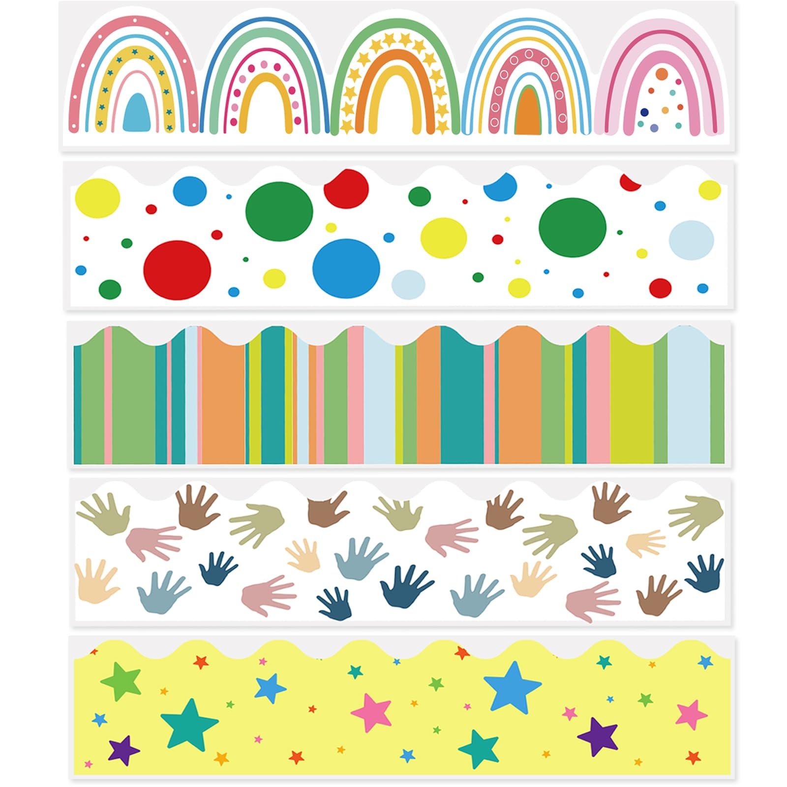 Amazon Starboling Bulletin Border 90 Pieces 100 Feet Classroom Borders Board Scalloped Border Trim Colorful Bulletin Board Trim 5 Kinds Of Design Blackboard School Classroom Frame Colored Wall Stickers Office Products