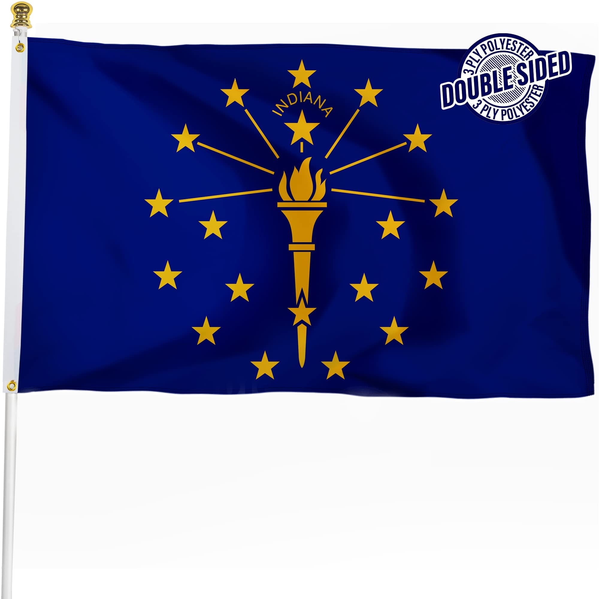 Amazon XIFAN Double Sided Indiana State Flag 3x5 Ft Heavy Duty 3 Ply Durable Polyester IN Flag With Vibrant Print 4 Rows Hemming Brass Grommets For Indoor Outdoor Decor Patio Lawn 