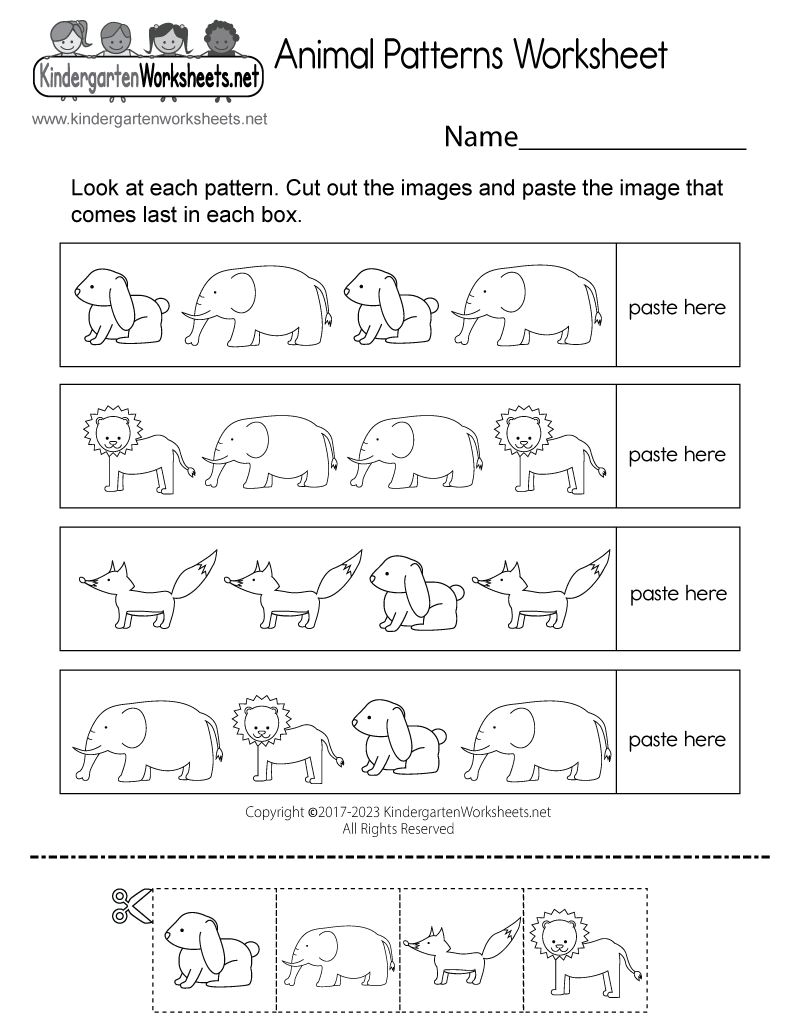 Animal Patterns Worksheet Free Printable Digital PDF