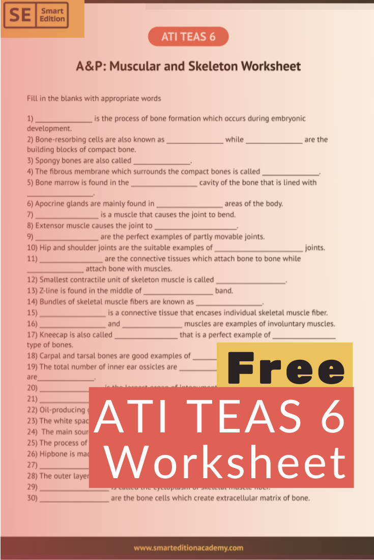 ATI TEAS A P Worksheet Free Download Smart Edition Academy