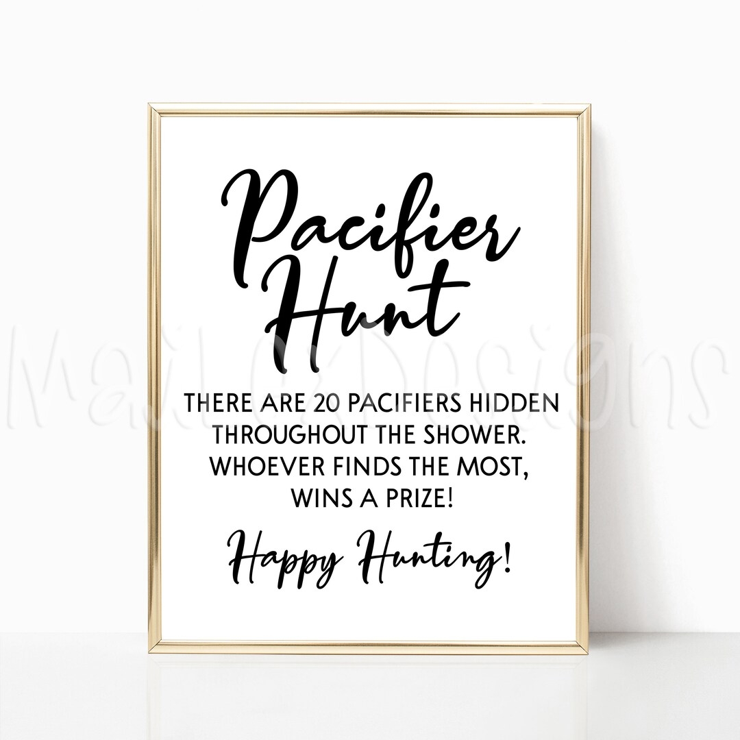 Baby Shower Pacifier Hunt Game Sign 8x10 Etsy