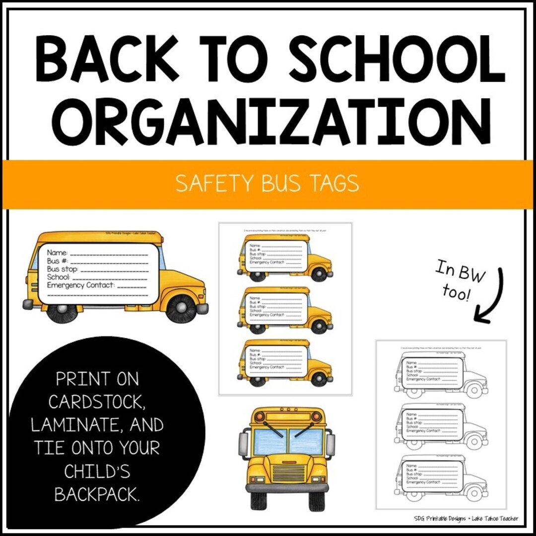Back To School Bus Tags Etsy