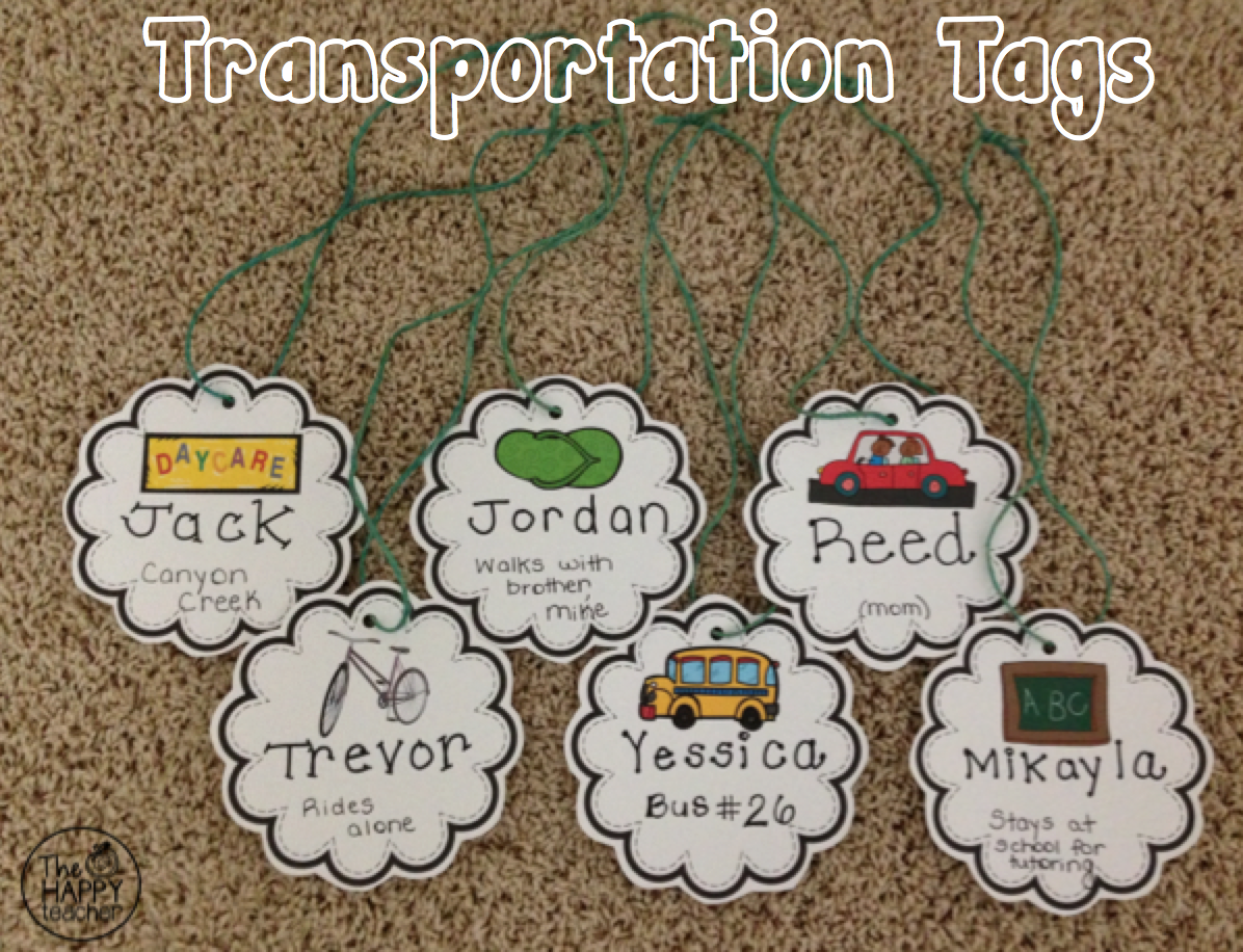 Back To School Transportation Tags TheHappyTeacher