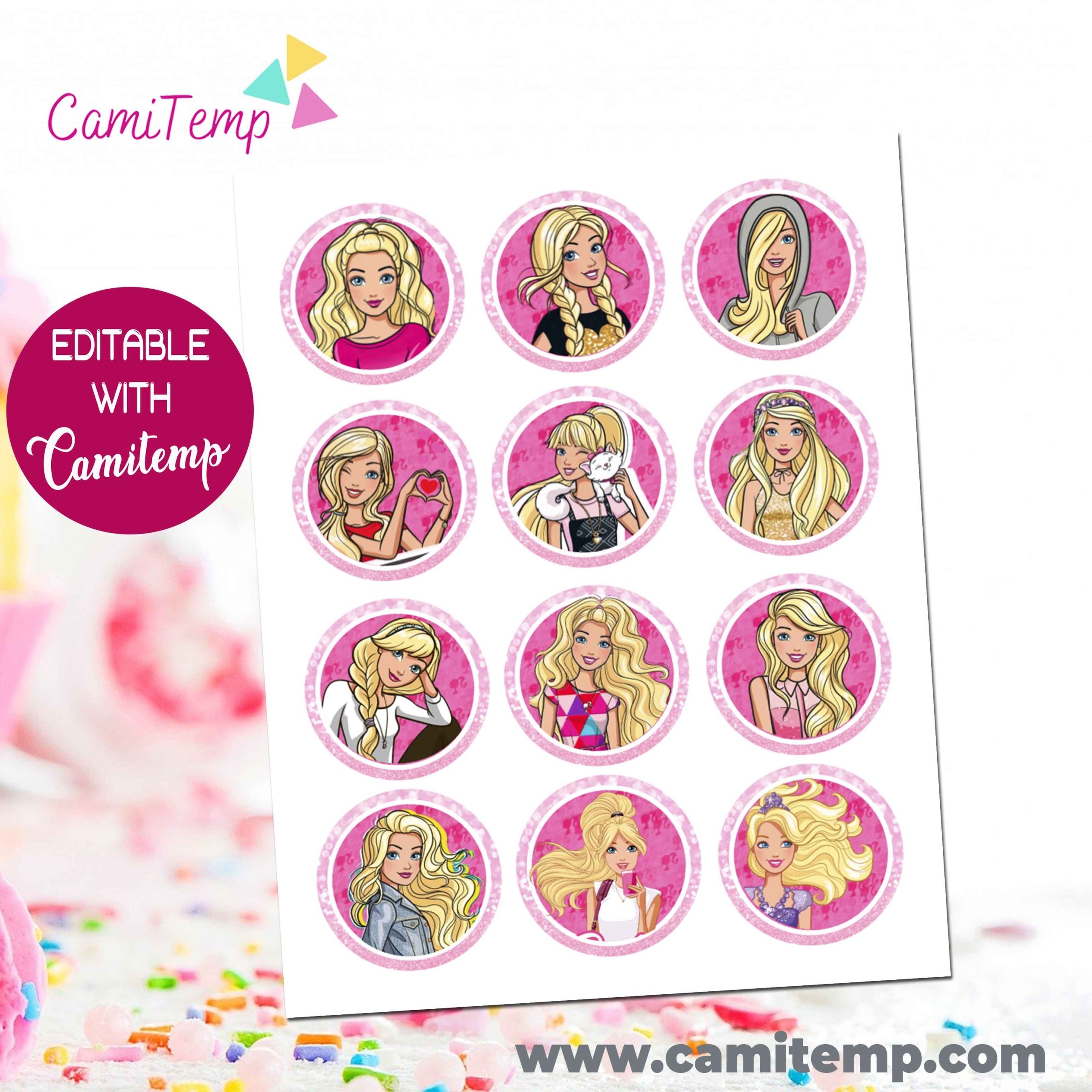BARBIE CUPCAKES TOPPERS Cami Templates