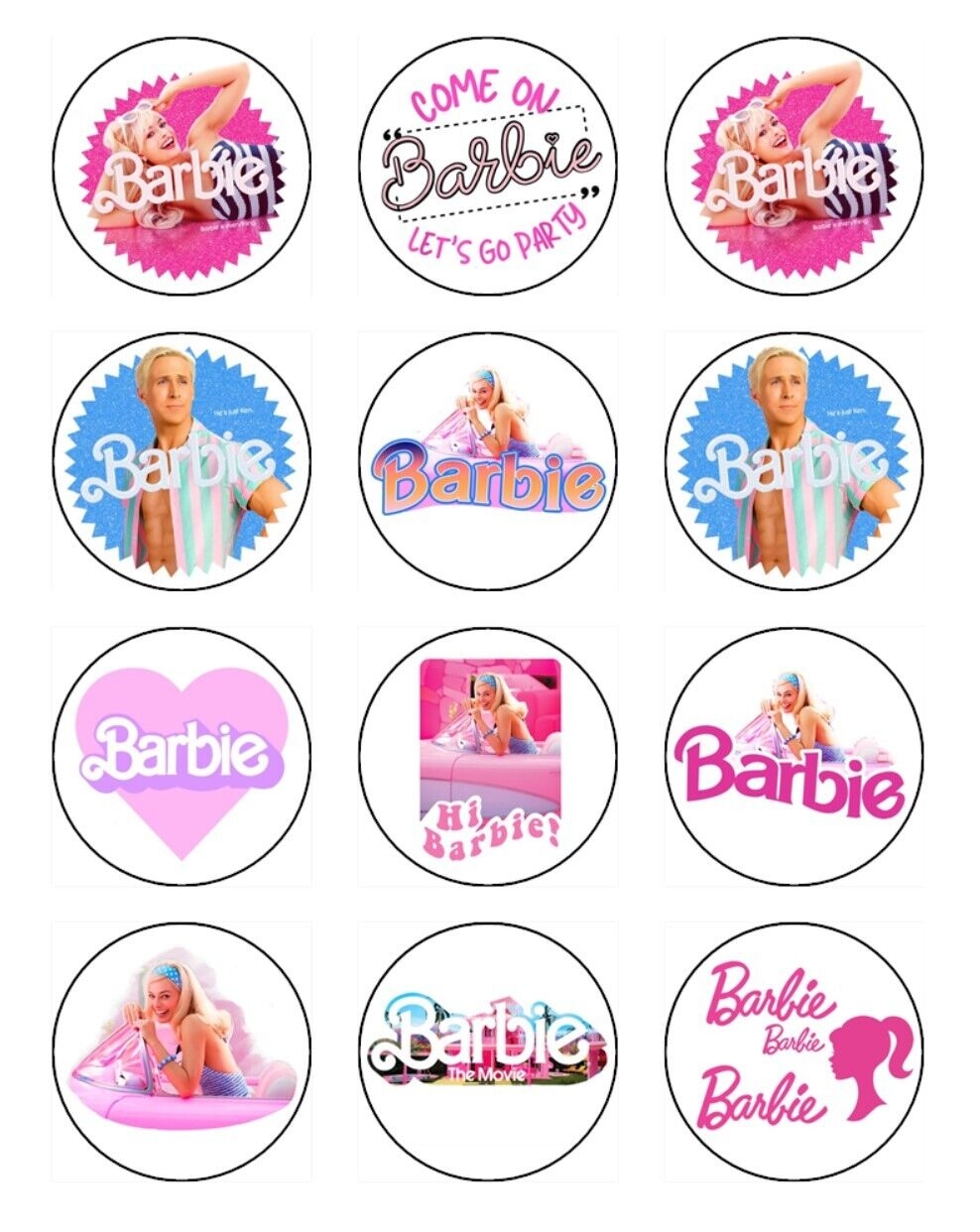 Barbie Movie Cake Topper Edible Birthday Cupcake Decoration 12 EBay