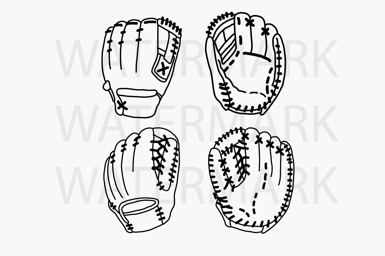 Baseball Gloves SVG JPG PNG Hand Drawing