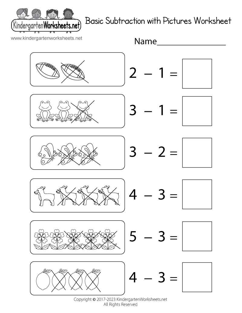 Basic Subtraction With Pictures Worksheet Free Printable Digital PDF