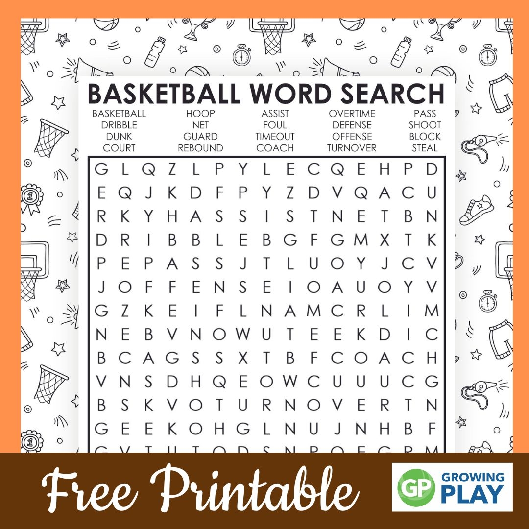 Basketball Word Search Free Printable Growing Play