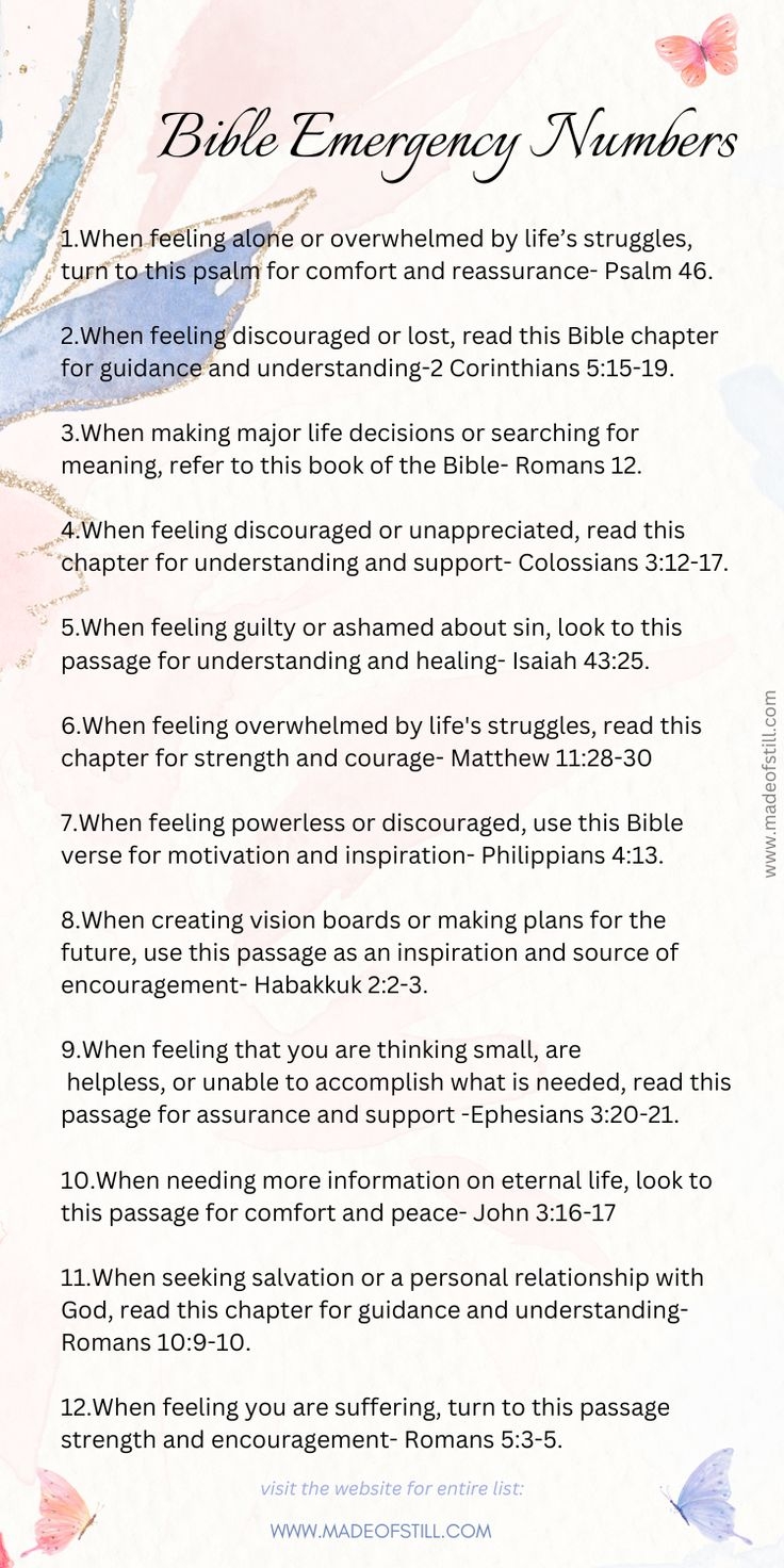 Free Printable Bible Emergency Numbers